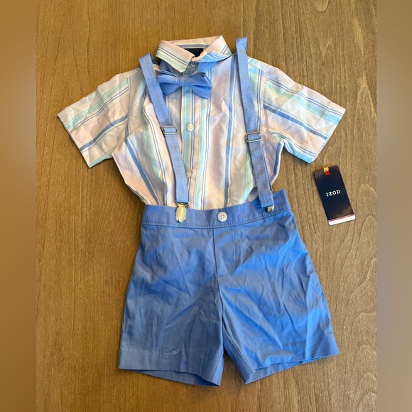 Adorable IZOD Toddler Boy 4 Piece Suspenders Shirt Set l Size: 3T NWT! - Picture 3 of 9